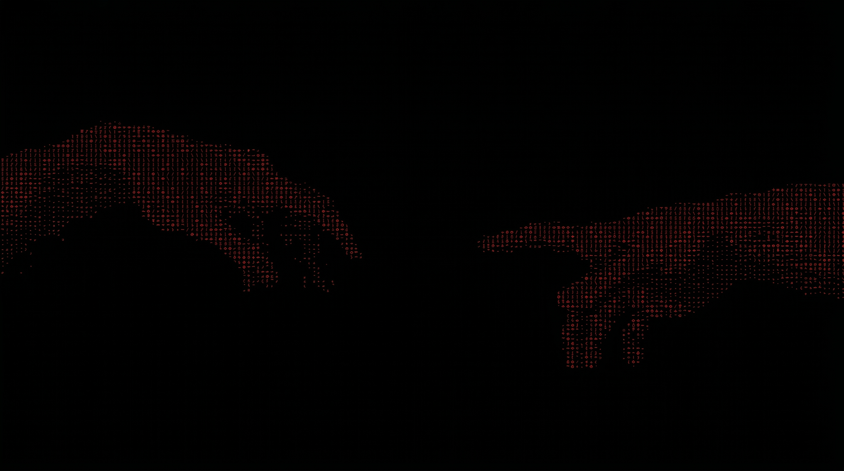 Two hands reaching toward one another, rendered as red halftone dots